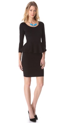 alice + olivia Amanda Long Sleeve Peplum Dress