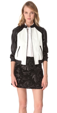 alice + olivia Raglan Sleeve Leather Jacket