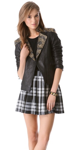 alice + olivia Adel Studded Leather Jacket