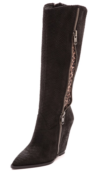 Ash Joyce Leopard Inset Wedge Boots | SHOPBOP