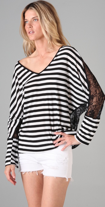 Blue Life - V Neck Stripe Tee with Lace Back from shopbop.com