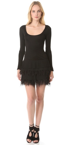 Catherine Malandrino Feather Skirt Dress