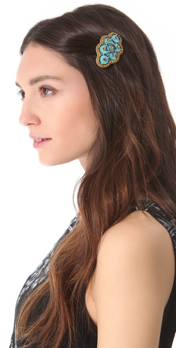 Deepa Gurnani Turquoise & Gold Barrette at Shopbop.com