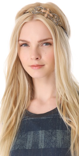 Deepa Gurnani Crystal Flower Applique Headband at Shopbop.com