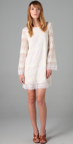 Foley + Corinna Bardot Embroidered Dress