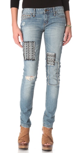 Shop Free People Patched Skinny Jeans and Free People online - Apparel,Womens,Bottoms,Jeans, online Store