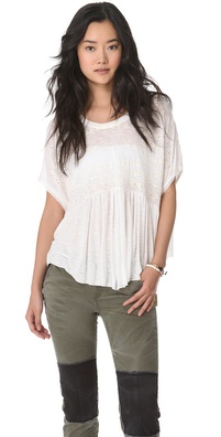 Free People Embroidered Boxy Top