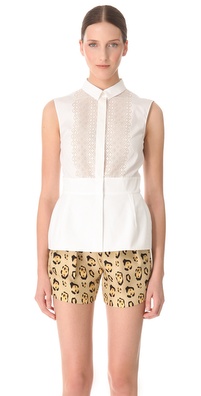 Giambattista Valli Sleeveless Eyelet Front Top