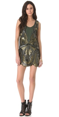 Haute Hippie Swirled Embellished Tank Dress