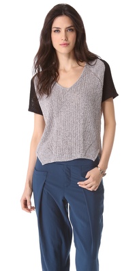 Helmut Lang Melange Short Sleeve Sweater