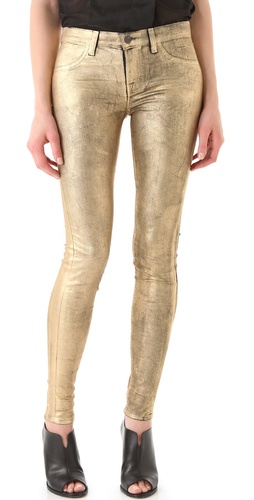 Shop J Brand Super Skinny Coated Metallic Jeans and J Brand online - Apparel,Womens,Bottoms,Jeans, online Store