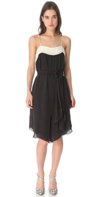 L'AGENCE Two Tone Pintuck Dress