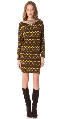 Shop M Missoni Zigzag Long Sleeve Dress and M Missoni online - Apparel,Womens,Dresses,Day_to_Night, online Store