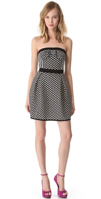 M Missoni Checkerboard Strapless Dress