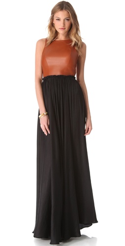 Shop ONE by Shirred Waist Dress with Leather Bodice - ONE by online - Apparel,Womens,Dresses,Cocktail,Night_Out, at Lilychic Australian Clothes Online Store