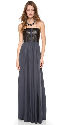 Rebecca Taylor Strapless Leather Maxi Dress