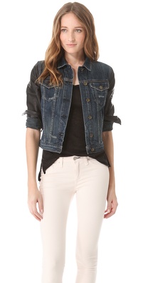 Rag & Bone/JEAN Jean Jacket with Leather Sleeves
