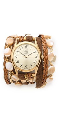Sara Designs Iridescent Shell Wrap Watch