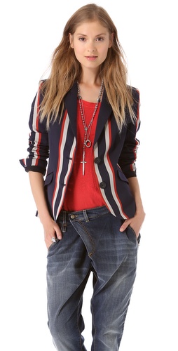 Sea Vertical Striped Blazer