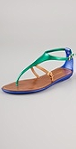 Sergio Rossi T Strap Rubber Sandals