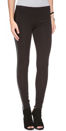 Splendid Leggings with Faux Leather Stripe