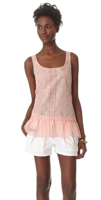 Thakoon Addition Lace Print Ruffle Tank