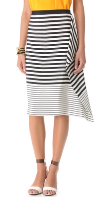 Tibi Claire Stripe Draped Skirt