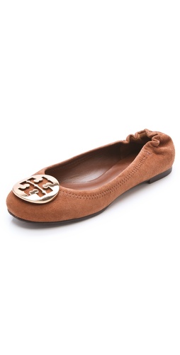 Shop Tory Burch Reva Suede Flats and Tory Burch online - Footwear,Womens,Footwear,Flats, online Store