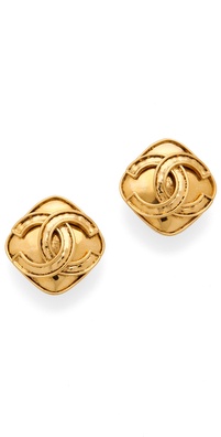 WGACA Vintage Vintage Chanel CC Square Earrings