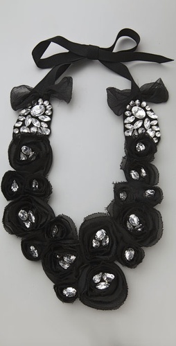 Adia Kibur Crystal & Chiffon Flower Necklace