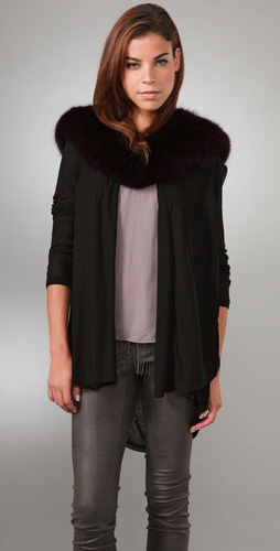 Alice + Olivia Cascade Cardigan with Fox Fur Collar