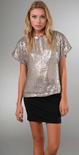 Alice + Olivia Keren Oversized Sequin Top