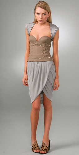 Alexander Wang Khaki Corset Dress