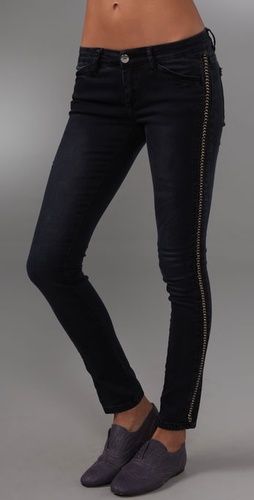Blank Denim Skinny Jeans with Chain Detail