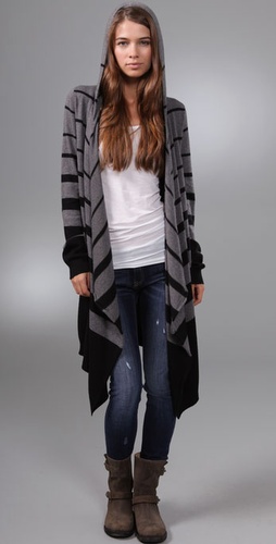 C&c California Striped Draped Cardigan