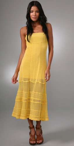 Catherine Malandrino Strapless Mix Pointelle Long Dress