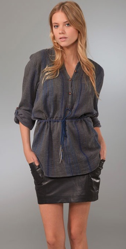 Charlotte Ronson Drop Waist Pleated Tunic