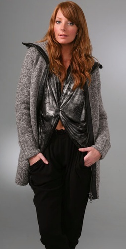 Diane von Furstenberg Setta Sweater with Leather Trim