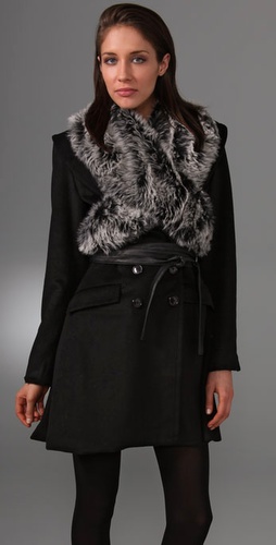 Foley   Corinna Wool Coat With Faux Fur W