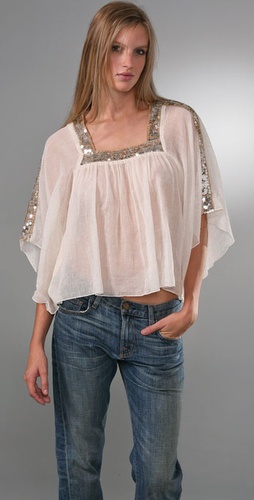 Free People Sequin Gauze Top