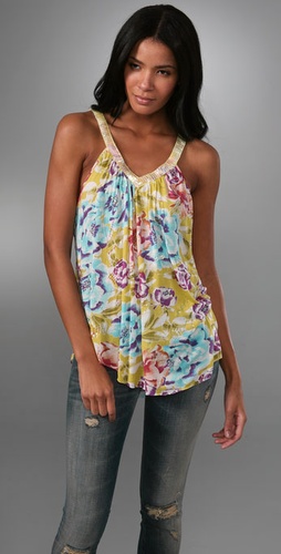 Free People Sequin Floral Trapeze Tank