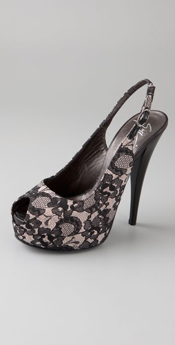 Giuseppe Zanotti Lace Sling Back Pumps on Hidden Platform