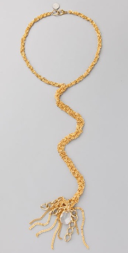 Gemma Redux Gold Lariat Necklace with Crystal Stone