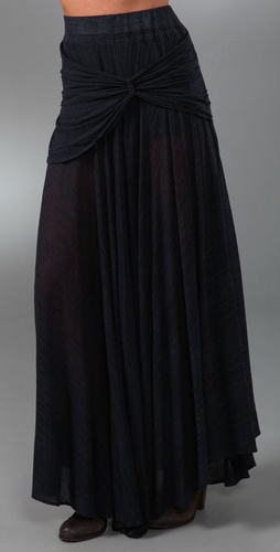 Monrow Mini Stripe Shirred Long Skirt
