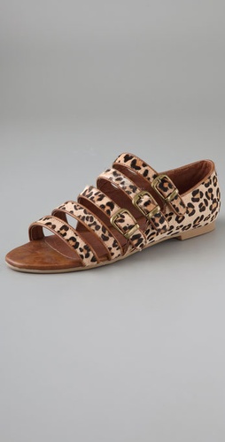 Jeffrey Campbell Cayman 5 Strap Haircalf Flat Sandals