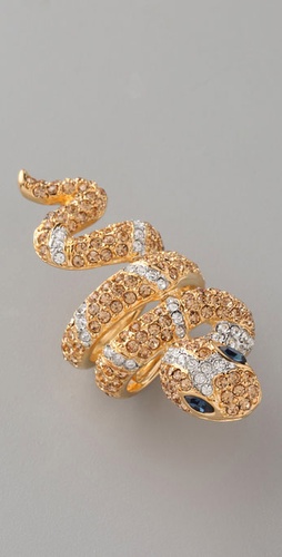 Kenneth Jay Lane Coil Snake Sapphire Eye Ring