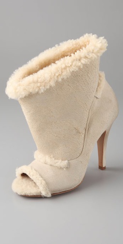 Maison Martin Margiela Open Toe Shearling Booties