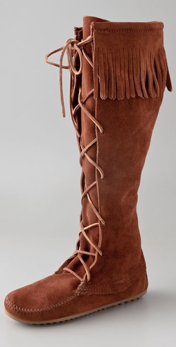 Minnetonka Front Lace Knee High Boots