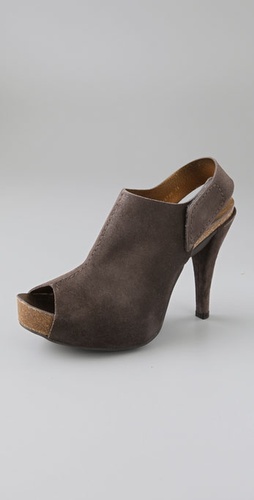 Pedro Garcia Paola Open Toe Suede Pumps on Cork Platform