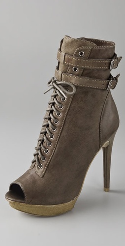 Pelle Moda Open Toe Lace Up Booties